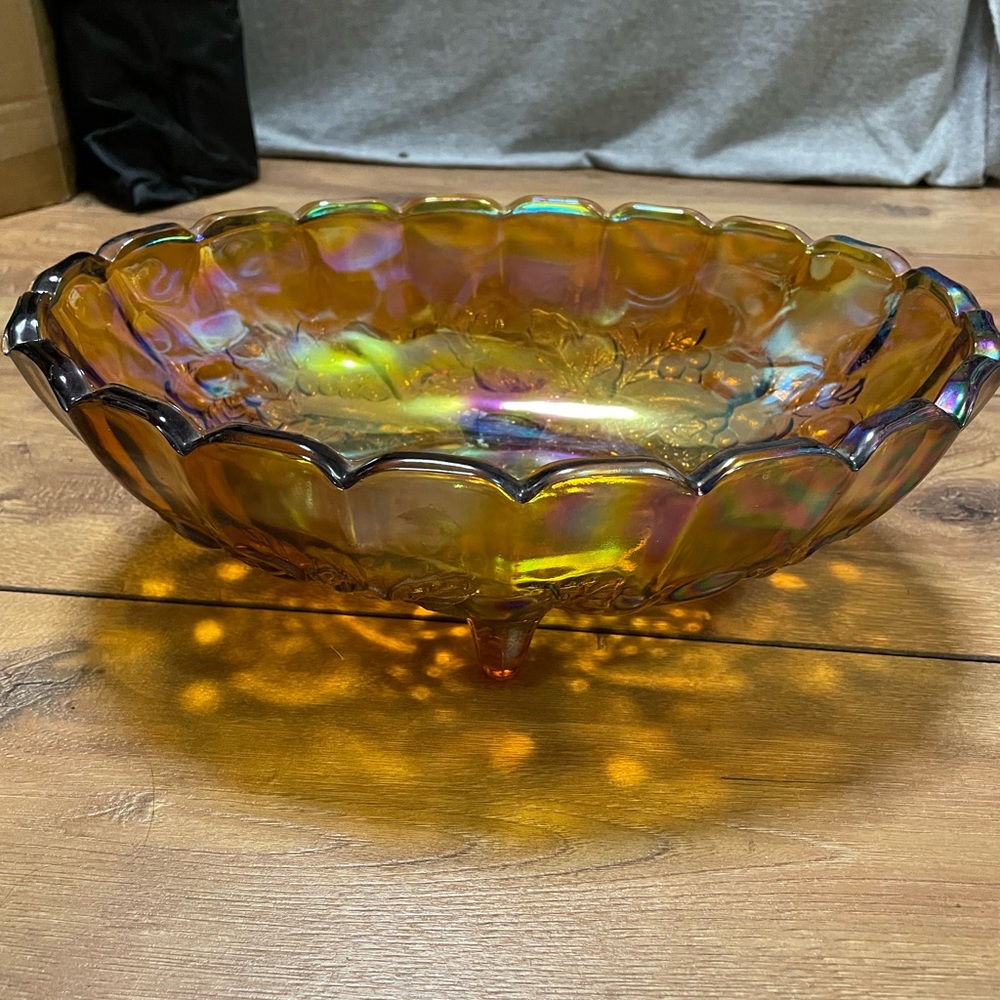 Amber Carnival Glass Fruit Bowl by Indiana Glass Co., Fruit bowl